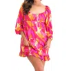 Peach Love Songbird Print Dress In Pink In Multi