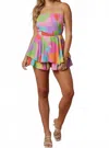 Peach Love Sophia Romper In Rainbow In Multi