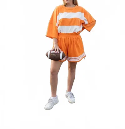 Peach Love Spirit Of The Hill Top And Shorts Set In Orange