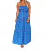 Peach Love Strappy Bow Front Tiered Maxi Dress In Blue In Blue