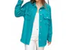 Peach Love Studded Shacket In Teal In Blue