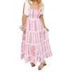Peach Love Sunny Strolls Floral Smocked Tiered Maxi Dress In Multi In Pink