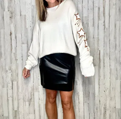 Peach Love Super Star Sweater In White