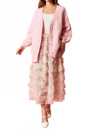 Peach Love Sweetheart Knit Oversized Cardigan In Pink In Neutral