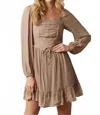 Peach Love Sweetheart Mini Dress In Taupe In Brown