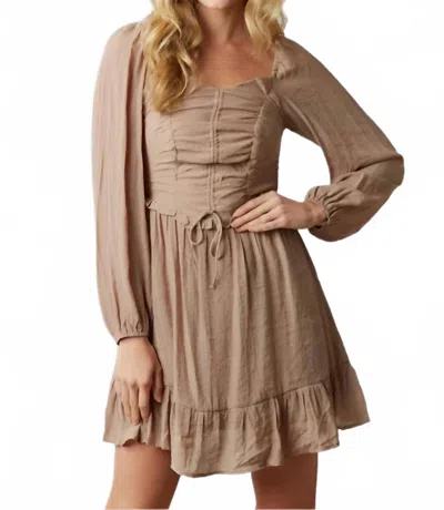 Peach Love Sweetheart Mini Dress In Taupe In Brown