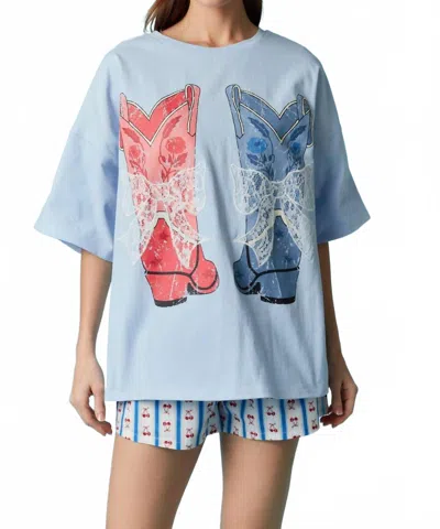Peach Love Sweetheart Rodeo Tee In Blue