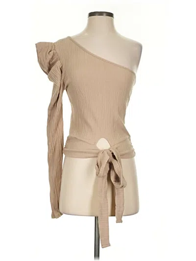 Pre-owned Peach Love Tank Top Tan One Shoulder Neckline Tops