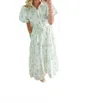 Peach Love The Lily Grace Ankle Dress In Green In Green