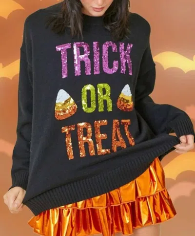Peach Love The Trick Or Treat Long Sleeve Sweater In Black