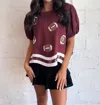 PEACH LOVE TOUCHDOWN TIME GAMEDAY TOP IN MAROON