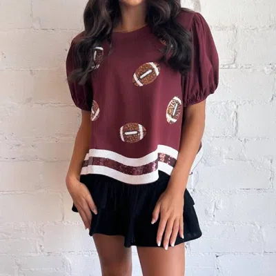 Peach Love Touchdown Time Gameday Top In Maroon In Red
