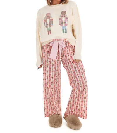 Peach Love Toy Soldier Pajama Pants In Baby Pink In Multi