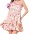 Peach Love Tropical One Shoulder Mini Dress In Multicolor In Multi