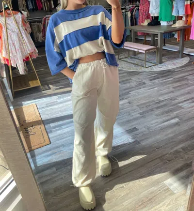 Peach Love Washed Color Block Tee In Blue