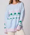 Peach Love Winter Girly Sweater In Soft Pastel Blue In Multi