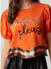 Peach Love Witches Please Halloween Top In Orange In Orange