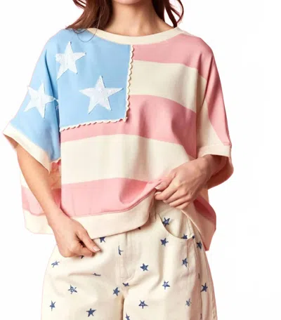 Peach Love Women's Americana Flag Crop Sweatshirt In Multicolor