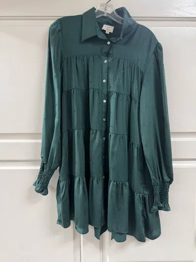 Peach Love Women's Button Down Dress In Green