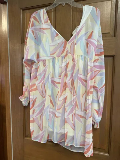 Peach Love Women's Long Sleeve Dress In Yellow Multi-color
