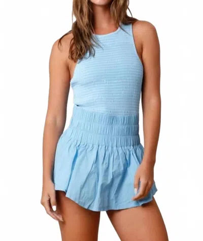 Peach Love Women's Washed Sporty Romper In Blue