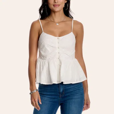 Peach Love Women's White Eyelet Embroidered Babydoll Top