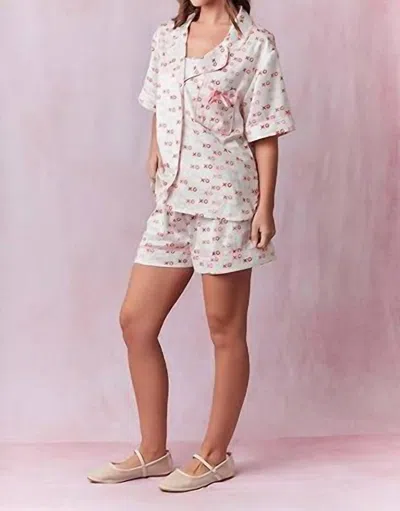 Peach Love Xo Pajama Set In White/pink