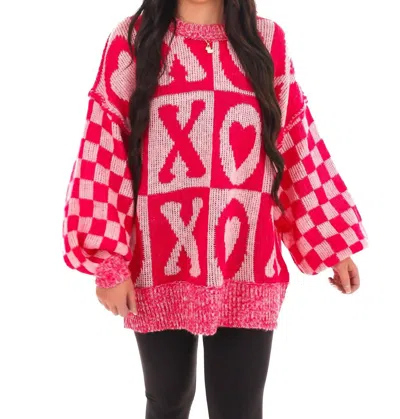 Peach Love Xoxo Oversized Sweater In Pink