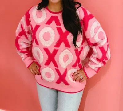 Peach Love Xoxo Sweater In Pink