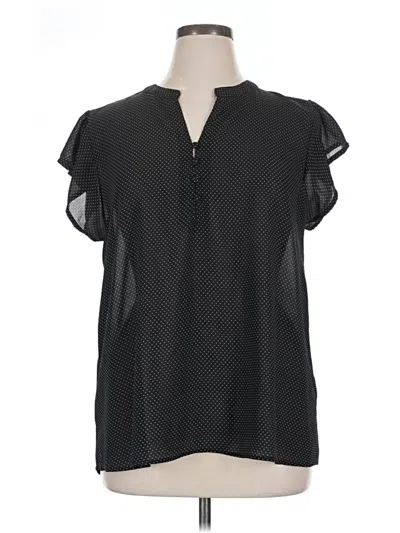 Pre-owned Peach Short Sleeve Blouse In Black