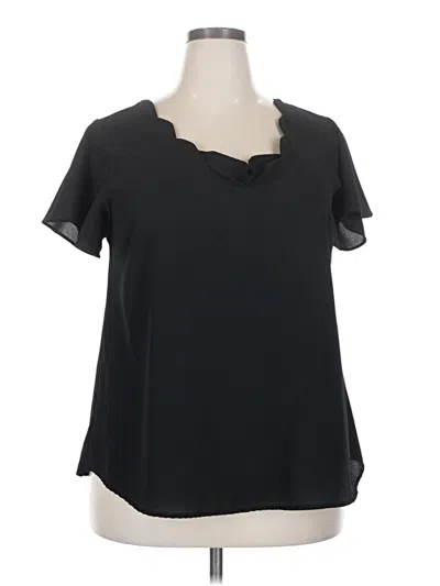 Pre-owned Peach Short Sleeve Blouse In Black