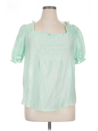Pre-owned Peach Short Sleeve Blouse In Green