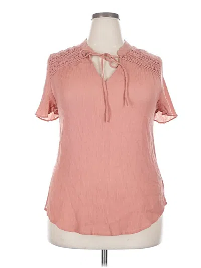 Pre-owned Peach Short Sleeve Blouse In Pink