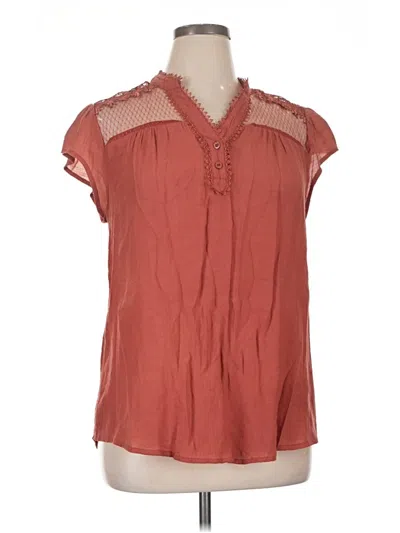Pre-owned Peach Short Sleeve Blouse In Red
