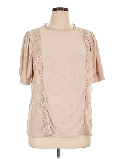 Pre-owned Peach Short Sleeve Blouse In Tan