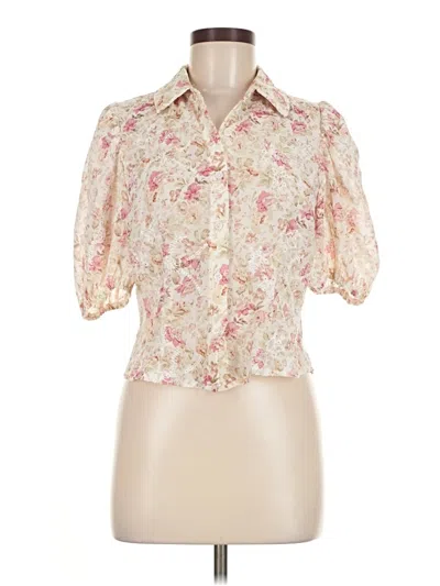 Pre-owned Peach Short Sleeve Blouse In White