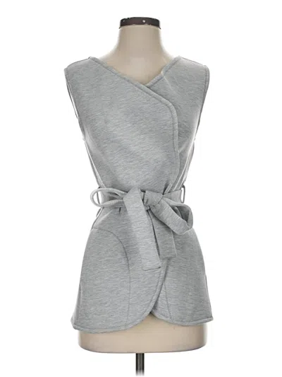 Pre-owned Peach Sleeveless Top Gray Plunge Neckline Tops
