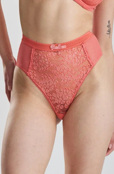 Peachaus Betony Recycled-tulle High-rise Underwear In Canyon Peach