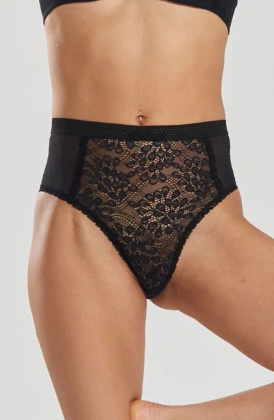 Peachaus Betony Recycled-tulle High-rise Underwear In Black
