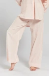Peachaus Chicory Striped Woven-cotton Pajama Pants In Dawnlight Coral