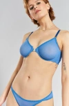 Peachaus Women's Sakura Front-close Recycled-lace Underwired Bra In Mountain Blue