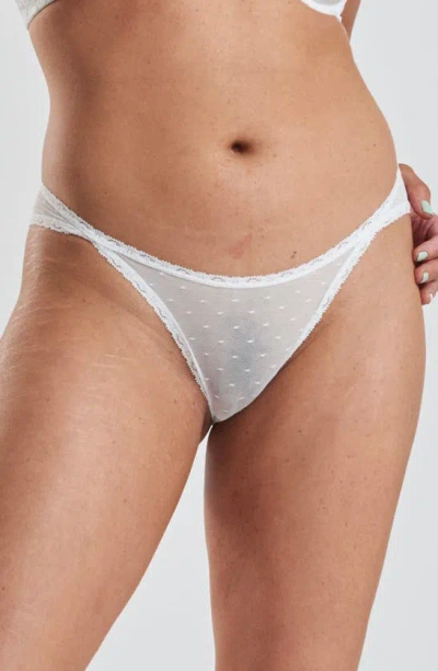 Peachaus Ume Recycled-lace Mid-rise Underwear In Glacier White