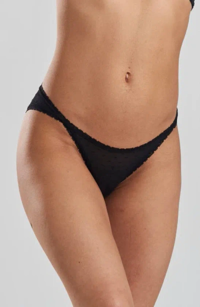 Peachaus Ume Recycled-lace Mid-rise Underwear In Volcanic Black