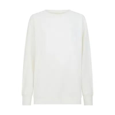 Peachaus Women's Salix Blossom-embroidered Cotton Sweatshirt - Moonlight White