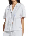Peachaus Telopea Embroidered Ethical-cotton Pajama Shirt In Glacier White