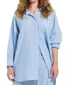 Peachaus Yew Striped Ethical-cotton Pajama Shirt In Mountain Blue