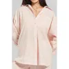 Peachaus Yew Striped Ethical-cotton Pajama Shirt In Dawnlight Coral