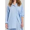 Peachaus Yew Striped Ethical-cotton Pajama Shirt In Mountain Blue