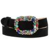 Peachy Belts Ltd Women's Black Suede Belt & Detachable Multi Coloured Spangle Buckle In Black
