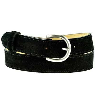 Peachy Belts Ltd Women's Black Suede Belt With Silver Buckle - Unisex